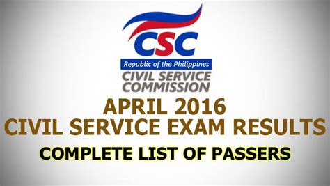 civil service exam result 2016|Complete List Of Civil Service Examination Passers .
